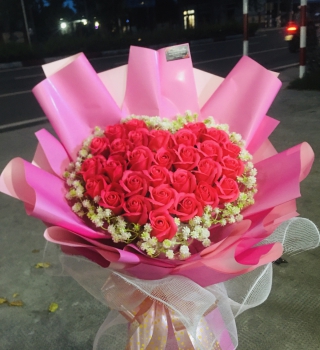 Bó sáp tim Hồng tuyệt đẹp tặng mẹ tặng vợ tặng người yêu ngày phụ nữ 