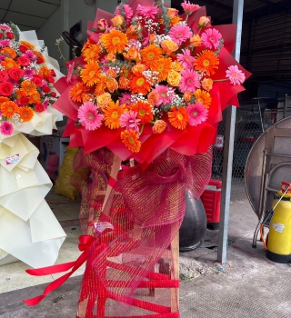KỆ KHAI TRƯƠNG 1 TẦNG HỒNG CAM SIÊU XINH TÂN UYÊN