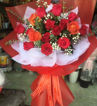 BÓ HỒNG TƯƠI ĐỎ CAM TẶNG VỢ TẶNG NGƯỜI YÊU  SIÊU LÃNG MẠN TÂN UYÊN BÌNH DƯƠNG 
