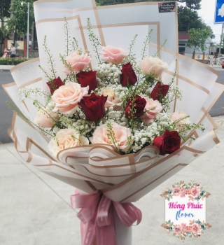 Bó hoa tông màu pastel nhẹ nhàng xinh đẹp cho bạn gái