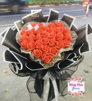 Bó hoa Hồng sáp đỏ nền đen sang chảnh cực thơm cực rẻ tặng sinh nhật, tặng ngày 20/10