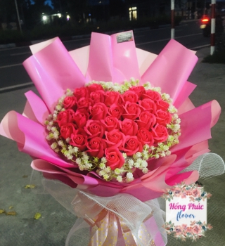 Bó sáp tim Hồng tuyệt đẹp tặng mẹ tặng vợ tặng người yêu ngày phụ nữ 