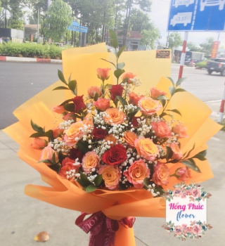 Bó hoa Hồng cam spirit 35 bông sang trọng sành điệu ở Tân Uyên, Bình Dương