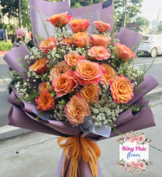 Bó hoa Hồng cam spirit to đẹp rẻ ở Bình Dương ngày phụ nữ 