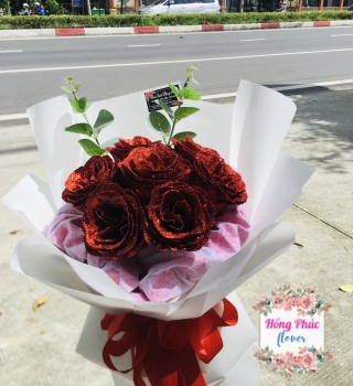 Bó nhũ đỏ cực  rẻ đẹp chỉ 199k có bó hoa tặng ngày phụ nữ