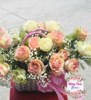 Giỏ hoa Hồng ngoại xinh yêu rẻ đẹp sang chảnh cute 