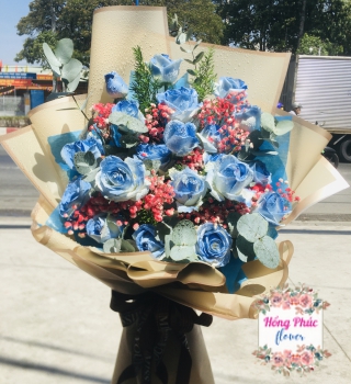 Bó Hồng xanh sắc màu nhân ngày 20/10