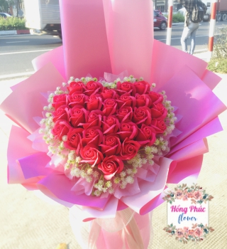 Bó sáp Hồng thơm phối baby cực xinh cho ngày phụ nữ và mọi dịp