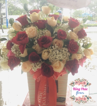 Hộp hoa tươi rẻ đẹp mừng sinh nhật khai trương freeship 