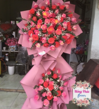 KỆ HOA HỒNG CAM 2 TẦNG SIÊU TO TẶNG KHAI TRƯƠNG NGÂN HÀNG TÂN UYÊN
