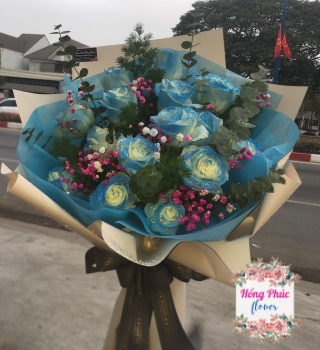BÓ HOA HỒNG XANH DƯƠNG TẶNG SẾP NAM SẾP NỮ SIÊU ĐẸP TẠI TÂN UYÊN BÌNH DƯƠNG