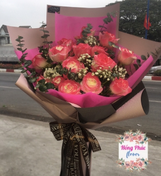 BÓ HOA HỒNG MÀU HỒNG CÁNH SEN XINH ĐẸP NGỌT NGÀO Ở TÂN UYÊN BÌNH DƯƠNG