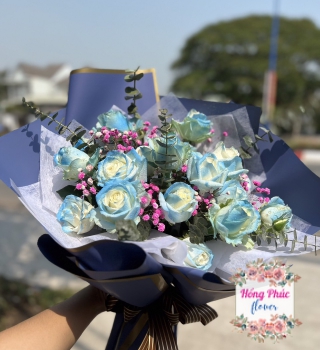 BÓ HỒNG XANH DƯƠNG TRẮNG XINH TẶNG BẠN NỮ, BẠN NAM KHU VỰC  TÂN UYÊN