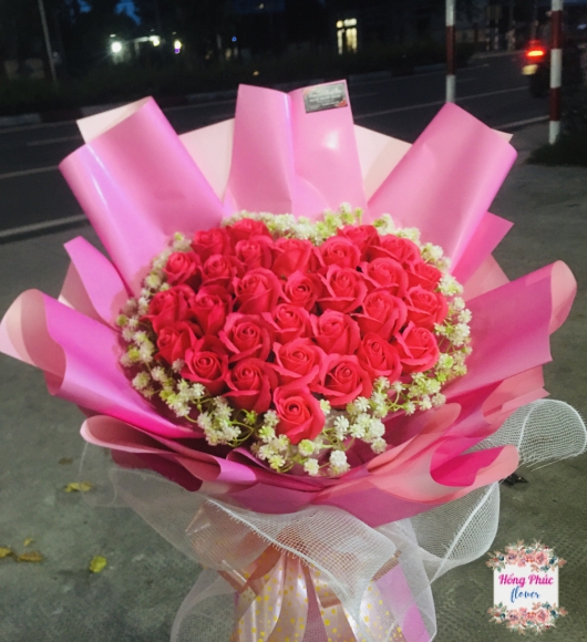 Bó sáp tim Hồng tuyệt đẹp tặng mẹ tặng vợ tặng người yêu ngày phụ nữ