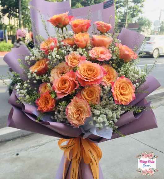 Bó hoa Hồng cam spirit to đẹp rẻ ở Bình Dương ngày phụ nữ 