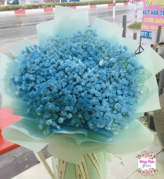 Bó hoa baby xanh dương sang trọng tặng sếp nam nữ tặng sinh nhật Tân Uyên Bình Dương