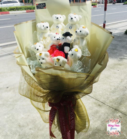 Gấu lên bó tình nhân cực rẻ cực đẹp tặng vợ tặng người yêu ngày phụ nữ