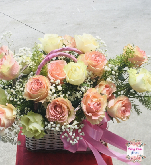Giỏ hoa Hồng ngoại xinh yêu rẻ đẹp sang chảnh cute 