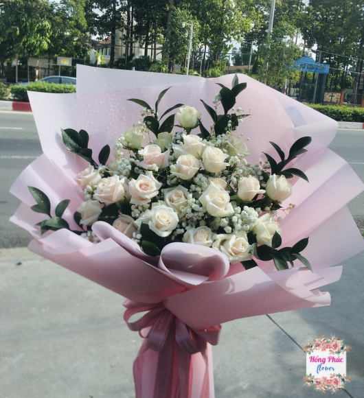 Ngọt ngào cùng tông màu pastel cho bó Hồng kem tuyệt đẹp ở Tân Uyên, Bình Dương