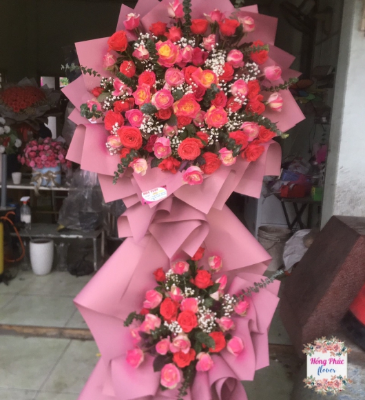 KỆ HOA HỒNG CAM 2 TẦNG SIÊU TO TẶNG KHAI TRƯƠNG NGÂN HÀNG TÂN UYÊN