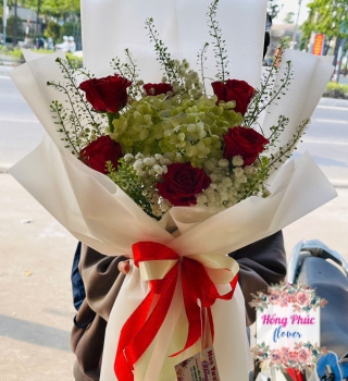 Hoa hồng bó cẩm tú cầu