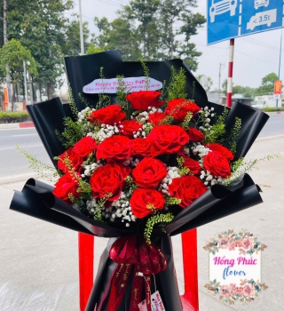 Hoa hồng sinh nhật bó đỏ