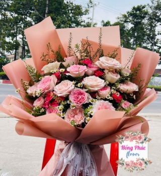 Hoa hồng bó màu nhẹ nhàng