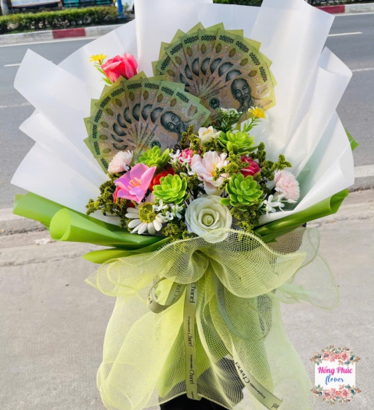 Hoa tiền bó xanh lá 