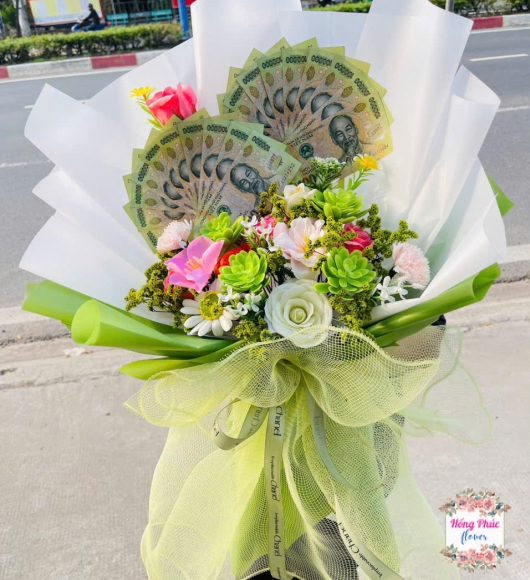 Hoa tiền bó xanh lá 